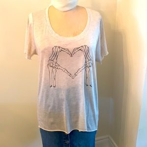 3 for $20 bundle Top Shop project social skeleton heart motif t shirt beige